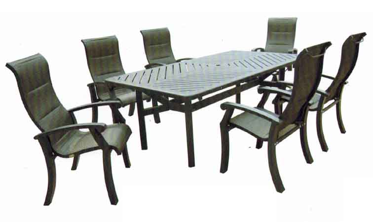 Chesapeake Sling Set: 6 Sling Dining Chairs, 1- 44" X 86" Dining Table