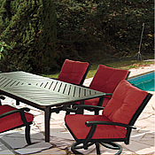 Chesapeake Dining Set: 4-Dining Arm Chairs, 2-Swivel Rockers, 1-86"X44" Rect. Cast top table.