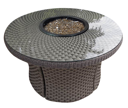 42" Rd Premium Woven Base and Woven Top Firepit w/ Glass