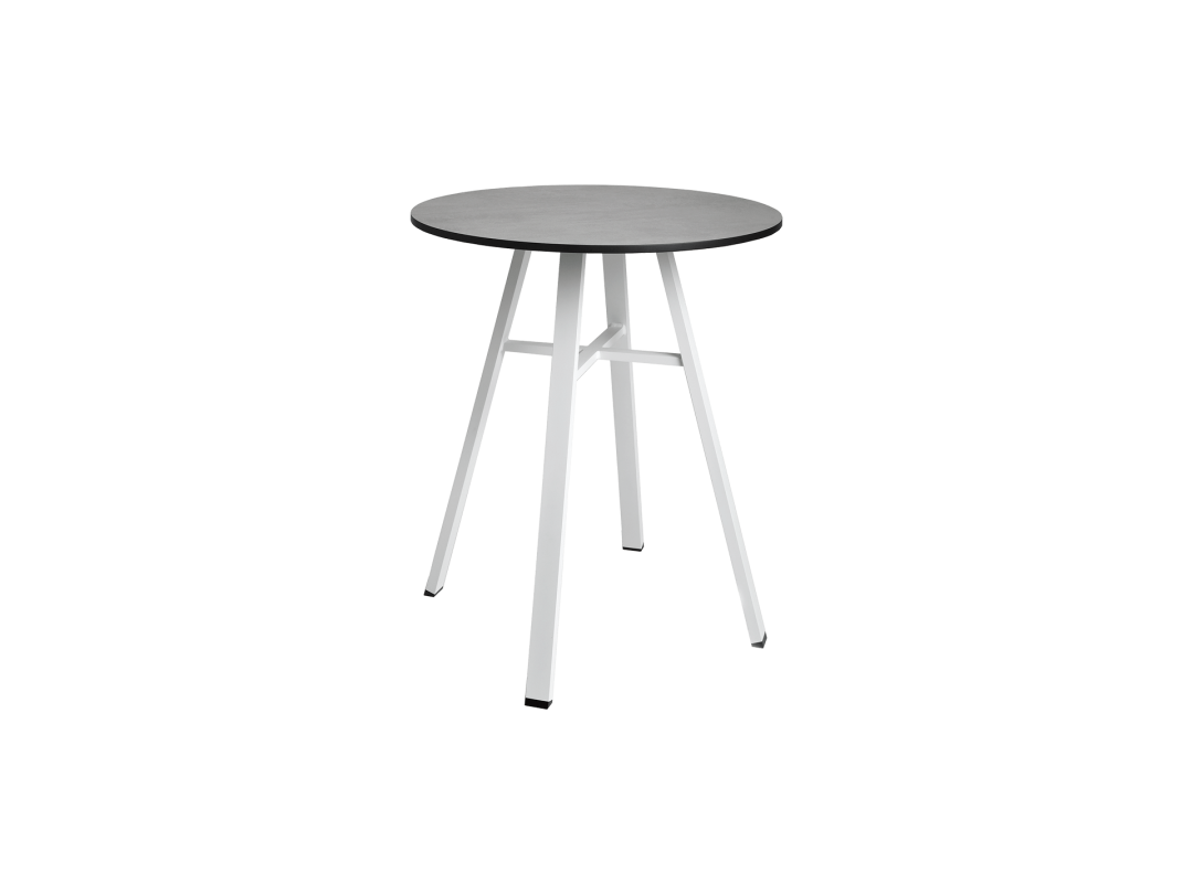 29" Round Bistro Table/ White w/ Dark Gray HPL Top