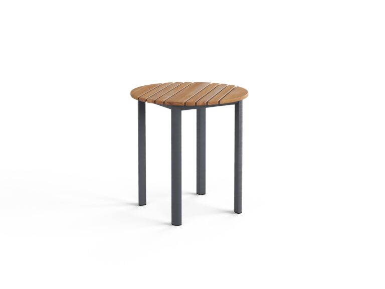 Mesa 20" Round Side Table (Slate+Teak)