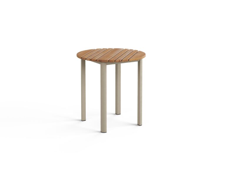 Mesa 20" Round Side Table (Sand+Teak)