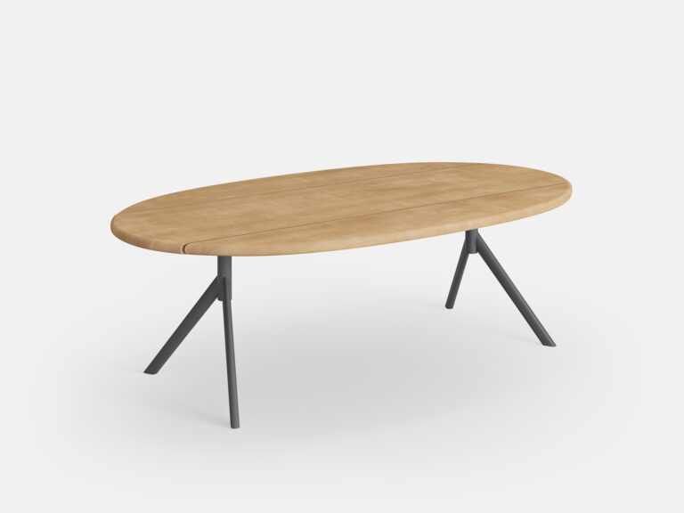 Arc 47" Oval Coffee Table (Slate+Teak)