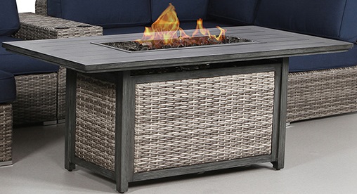 Hanika 61" x 31" Chat Height Wicker Fire Pit