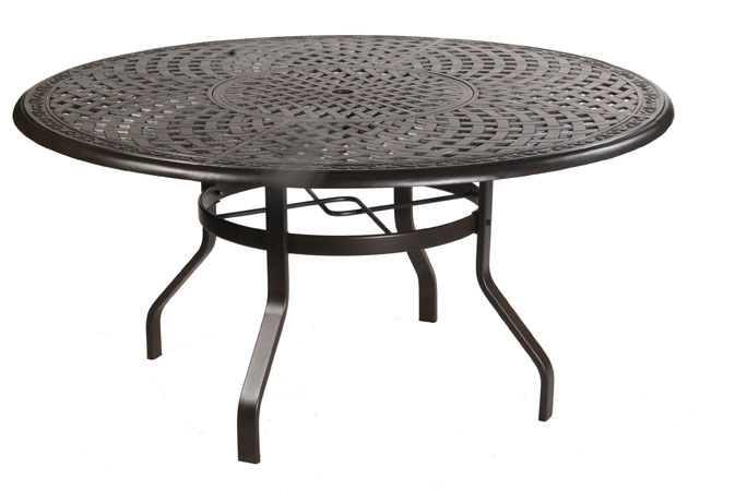 Waverly 60" Round Inlaid Lazy Susan Cast Aluminum Table