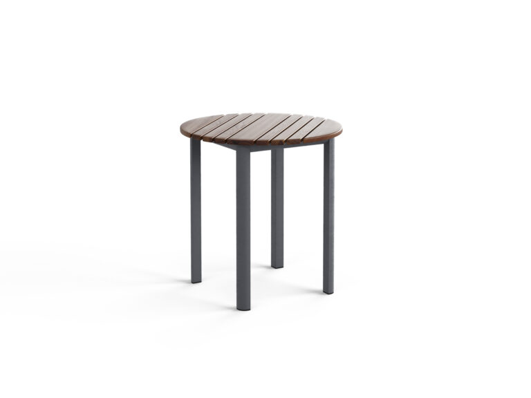 Mesa 20" Round Side Table (Slate+Ipe)