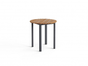Mesa 20" Round Side Table (Slate+Teak)