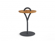 Loop 18" Round Side Table (Slate+Teak)
