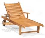 Teak Balboa Single Adjustable Chaise Lounge with Arms