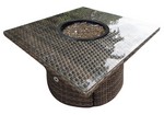42" Sq Premium Woven Base and Woven Top Firepit w/ Glass